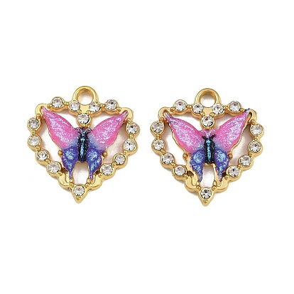 304 подвески из нержавеющей стали смолы, сердце с подвесками в виде бабочек, со стразами, ионное покрытие (ip)