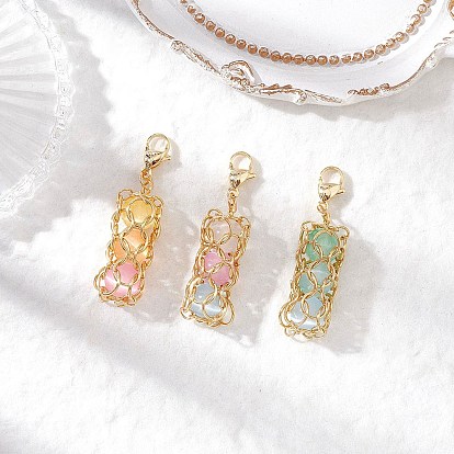 Круглый кулон из натурального селенита, с 304 прыжковыми кольцами из нержавеющей стали и застежками-клешнями