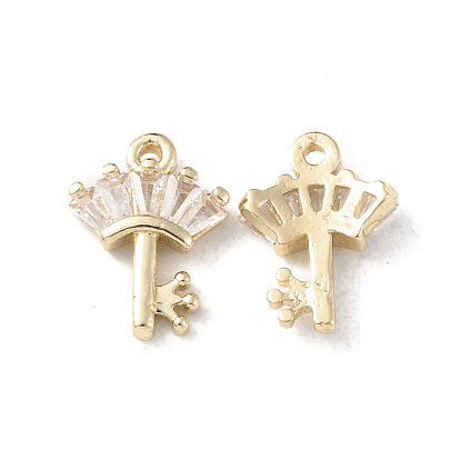 Brass Pave Cubic Zirconia Charms, Crown Key Charm