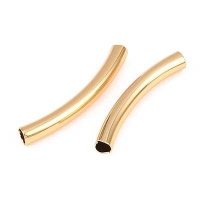 SHEGRACE Brass Tube Beads, Curved Tube, Cadmium Free & Nickel Free & Lead Free