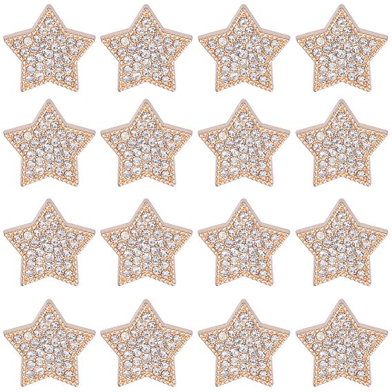 16 шт. 1 пуговицы из сплава со стразами и отверстиями, звезда