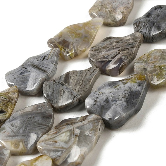 Природные бамбуковых листьев агат бисер нитей, волнистая трапеция