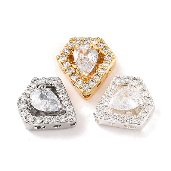 Латунные микропаве из прозрачного кубического циркония, без кадмия, без никеля и без свинца, ромб