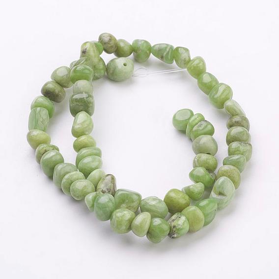 Natürliche Peridot Perle Stränge, Klumpen, 6~7x5~8x5~6 mm, Bohrung: 1 mm, 16 Zoll