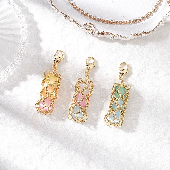 Круглый кулон из натурального селенита, с 304 прыжковыми кольцами из нержавеющей стали и застежками-клешнями