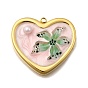 304 нержавеющей стальной эмали подвески, с пластиковыми жемчугом, сердце с цветочным шармом