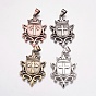 304 Stainless Steel Big Badge Pendants, Shield with Cross