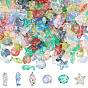 300Pcs Ocean Theme Baking Paint Handmade Lampwork Beads, Mixed Shapes