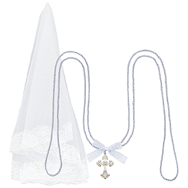 Полиэстеровые фаты и корсажи из полиэстерового шнура для свадьбы, с подвесками сплав горный хрусталь