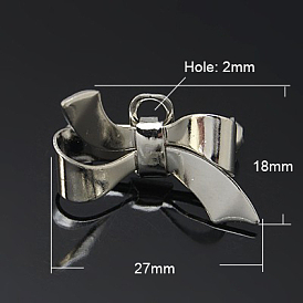 Латуни броши, бантом, 18x27x13 мм, штифты : 1 мм