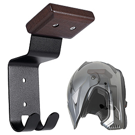 Wood & Carbon Alloy Motorcycle Helmet Rack, Wall Mount Helmet Hanger