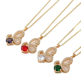 Ожерелья с подвеской из латуни с микропаве и кубическим цирконием для женщин, 201 из нержавеющей стали кабель цепи ожерелья, бабочка