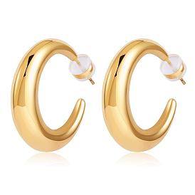 Crescent Moon Chunky Stud Earrings Half Hoop Earrings Open Oval Drop Earrings Teardrop Hoop Dangle Earrings Pull Through Hoop Earrings Statement Jewelry Gift for Women