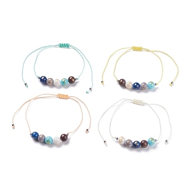 Round Natural Mashan Jade Braided Bead Bracelet, Adjustable Bracelet for Women