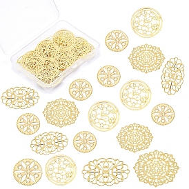 Brass Filigree Joiners Links, Flat Round