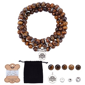 SUNNYCLUE DIY Wrap Style Buddhist Jewelry Bracelet Making Kits, Including Natural Gemstone Beads, Elastic Cords, Tibetan Style Alloy Pendants & Spacer Beads