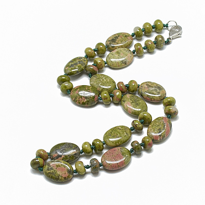Gemstone Beaded Necklaces, with Alloy Lobster Clasps, Oval