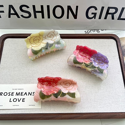 Заколки для волос в форме когтей из ацетата целлюлозы, аксессуары для волос для женщин и девочек, цветок