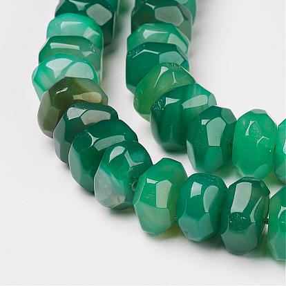 Natural Agate Beads Strands, Faceted, Rondelle, Dyed