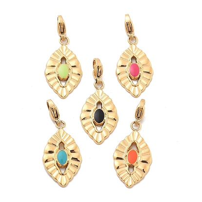 Глаз 304 подвесные украшения из эмали из нержавеющей стали, украшения с застежкой в виде клешни лобстера, ионное покрытие (ip), реальный 14 k позолоченный