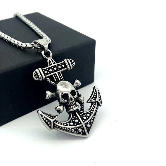 Винтажный кулон в виде якоря викингов 304 Мужские модные ожерелья из нержавеющей стали