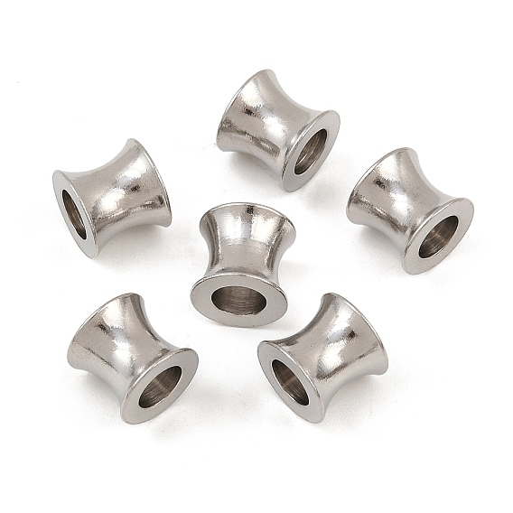 304 из нержавеющей стали европейские шарики, бусины с большим отверстием, колонка, 9x8 мм, отверстие : 5 мм