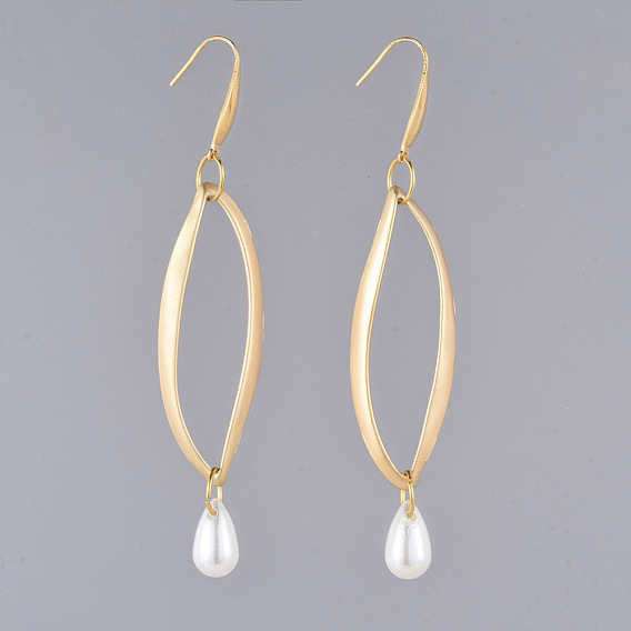 Dangle Earrings, with Acrylic Imitation Pearl Beads, Alloy Linking Rings and 316 Surgical Stainless Steel Earring Hooks