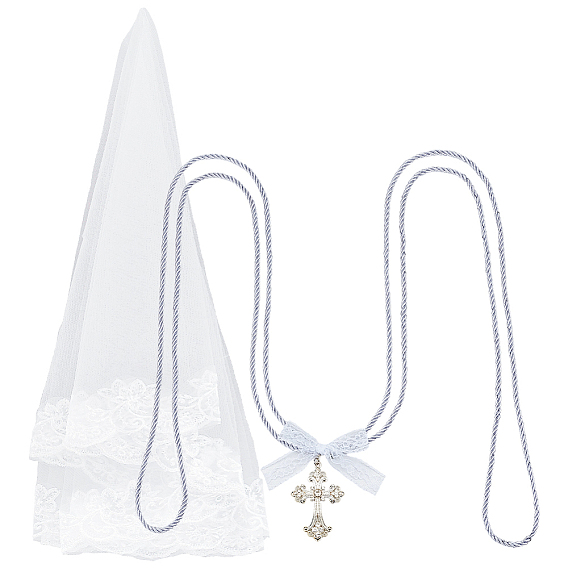 Полиэстеровые фаты и корсажи из полиэстерового шнура для свадьбы, с подвесками сплав горный хрусталь