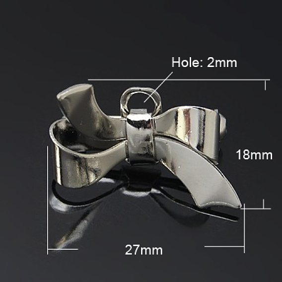 Латуни броши, бантом, 18x27x13 мм, штифты : 1 мм