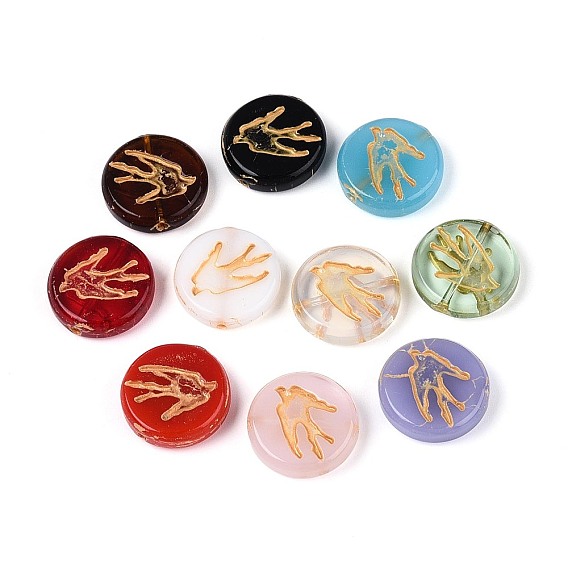 Стеклянные бусины смешанных стилей, плоский круглый и ласточка, золотой металл обвитыми