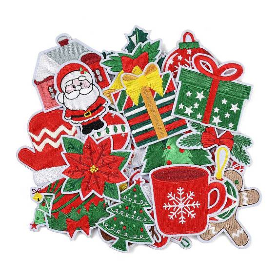 32 шт. рождественские полиэстеровые тканевые заплатки, разнообразные