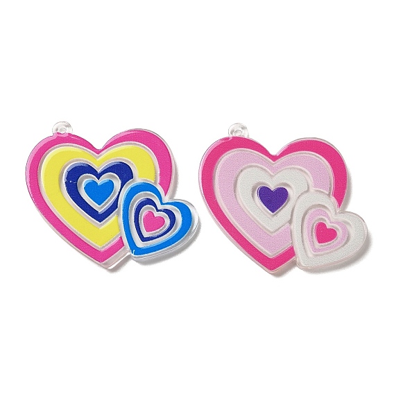 Translucent Acrylic Pendants, Heart Charms
