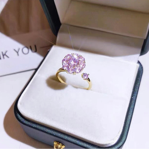 Манжеты из латуни с микро паве кубический цирконий для женщин, цветок, золотые