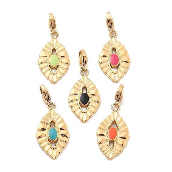 Глаз 304 подвесные украшения из эмали из нержавеющей стали, украшения с застежкой в виде клешни лобстера, ионное покрытие (ip), реальный 14 k позолоченный