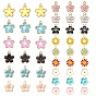 75Pcs 15 Style Light Gold Plated Alloy Enamel Pendants, Flower