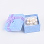 Saint Valentin présente boîtes anneau emballages en carton, rubans de satin bowknot extérieur, carrée, 41x41x26mm