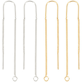 4 пары 2 цвета сплава серьги-гвоздики фурнитура, ушные резьбы, с 925 булавками из стерлингового серебра и горизонтальными петлями