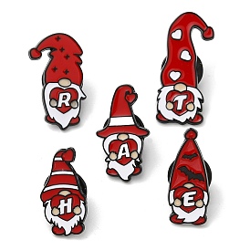 Женские эмалевые значки «Рождественский гном/гномик» с сердцем и буквами, брошь из черного сплава для электрофореза для рюкзака, одежды
