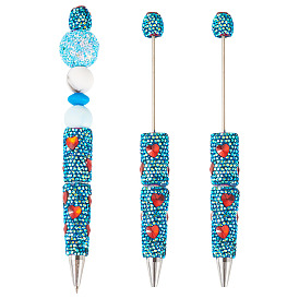 2шт. полимерная глина стразы шариковая ручка, бисерная ручка, с железной фурнитурой, для индивидуальной ручки с ювелирными бусинами, сердце