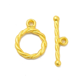 Rack Plating Alloy Toggle Clasps, Twist Round Ring