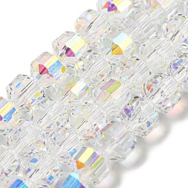 Abalorios de vidrio electrochapa, color de ab, facetados, columna