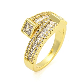 Brass Micro Pave Clear Cubic Zirconia Adjustable Finger Rings for Women