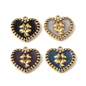 304 нержавеющей стальной эмали подвески, подвески в виде сердца с клевером, реальный 18 k позолоченный, ионное покрытие (ip)