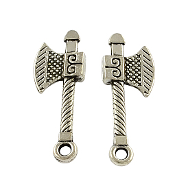 Axe Tibetan Style Zinc Alloy Pendants, Lead Free & Cadmium Free, 27x9.6x3mm, Hole: 2mm, about 500pcs/500g
