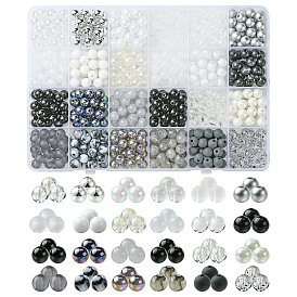 DIY наборы для изготовления ожерелий и браслетов черно-белой серии, в комплекте 600 шт. непрозрачные и прозрачные круглые бусины из акрила и смолы
