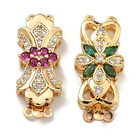 Brass Micro Pave Cubic Zirconia Box Clasps, Bowknot