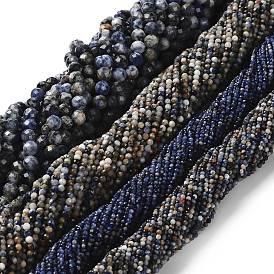 Природный содалит бисер нитей, граненые круглые