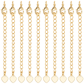 20шт. латунный удлинитель цепи, с карабин-лобстерами , без никеля , сердце