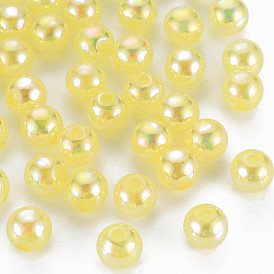 Imitation Jelly Acrylic Beads, AB Color Plated, Round