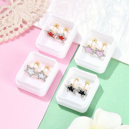 Беруши со стразами из полимерной глины и стекла в форме звезды, 304 серьги-гвоздики из нержавеющей стали для женщин, золотые